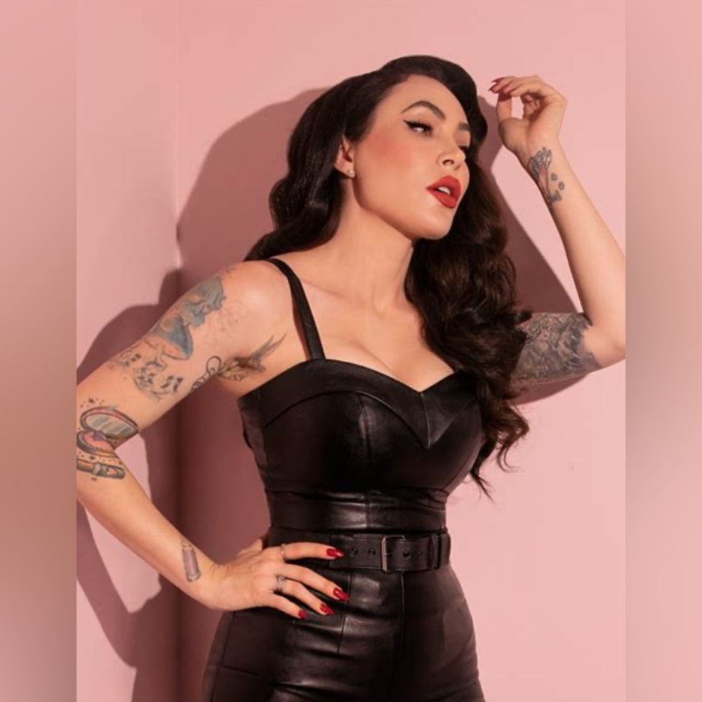 Black Vegan Leather Maneater top